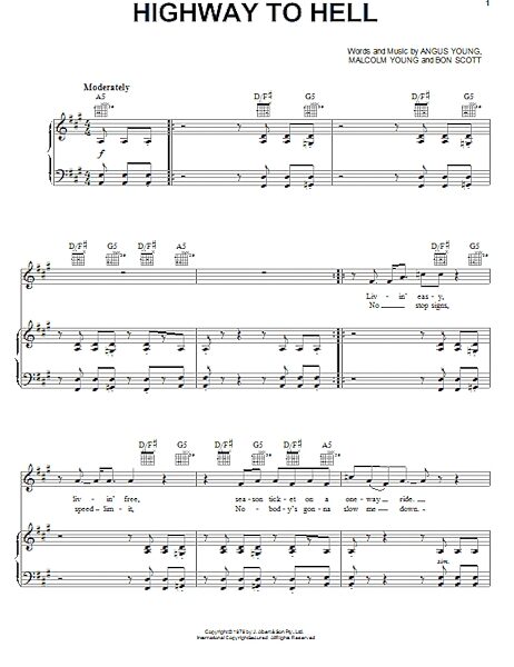 open zoom image for Highway To Hell - Piano/Vocal/Guitar, New, Main