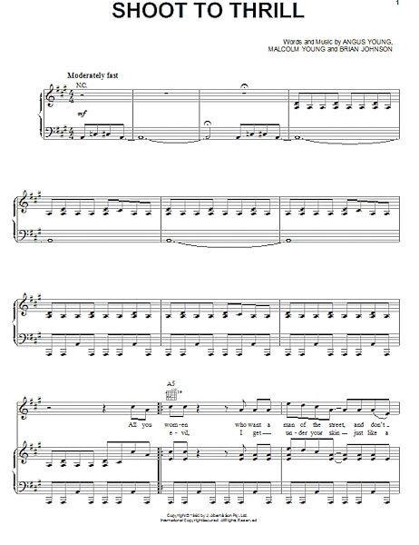 open zoom image for Shoot To Thrill - Piano/Vocal/Guitar, New, Main