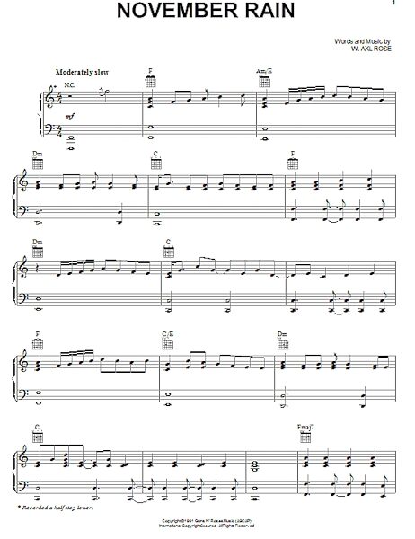 open zoom image for November Rain - Piano/Vocal/Guitar, New, Main