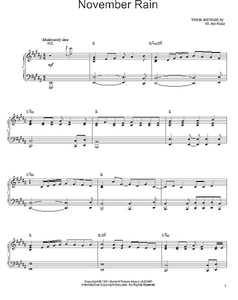 open zoom image for November Rain - Piano/Vocal/Guitar, New, Main