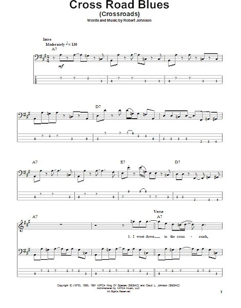 open zoom image for Cross Road Blues (Crossroads) - Bass Tab, New, Main