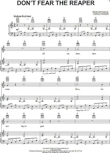 open zoom image for Don't Fear The Reaper - Piano/Vocal/Guitar, New, Main