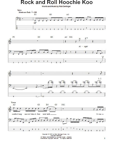open zoom image for Rock And Roll Hoochie Koo - Bass Tab, New, Main