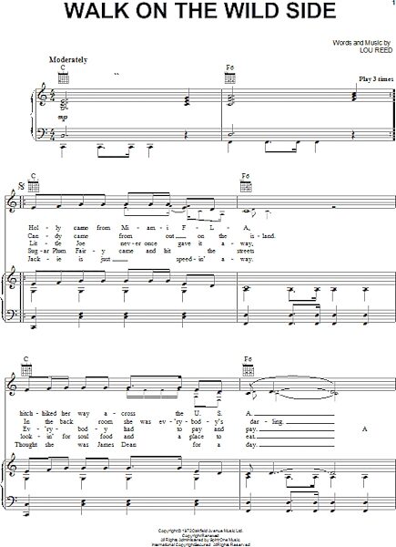 open zoom image for Walk On The Wild Side - Piano/Vocal/Guitar, New, Main