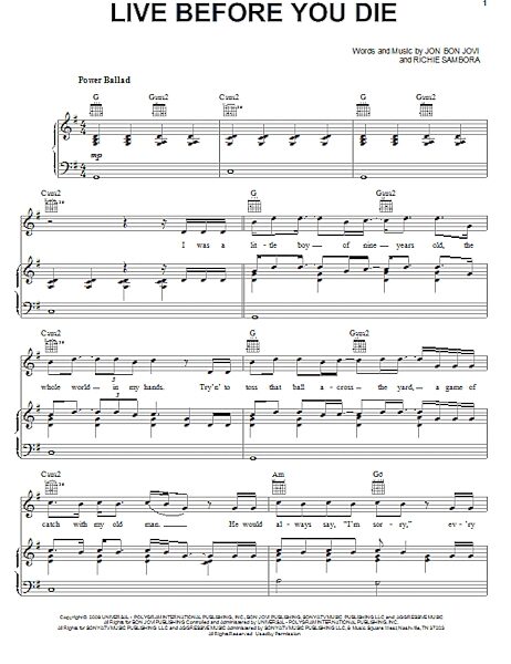 open zoom image for Live Before You Die - Piano/Vocal/Guitar, New, Main
