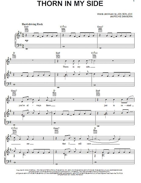 open zoom image for Thorn In My Side - Piano/Vocal/Guitar, New, Main