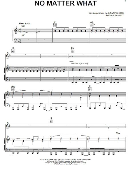 open zoom image for No Matter What - Piano/Vocal/Guitar, New, Main
