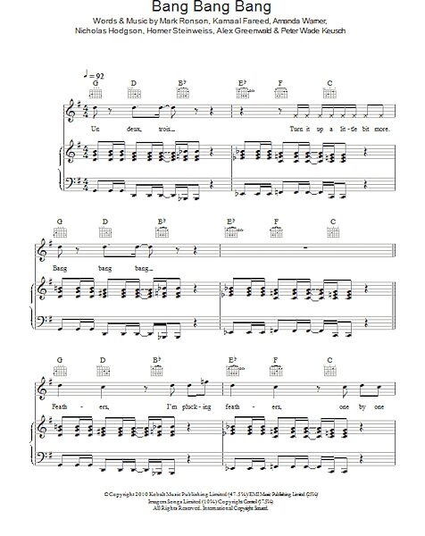 open zoom image for Bang Bang Bang - Piano/Vocal/Guitar, New, Main