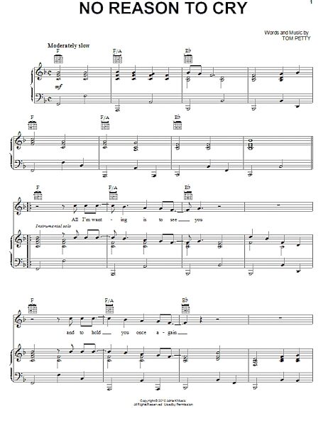 open zoom image for No Reason To Cry - Piano/Vocal/Guitar, New, Main