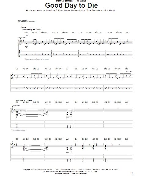 open zoom image for Good Day To Die - Guitar TAB, New, Main