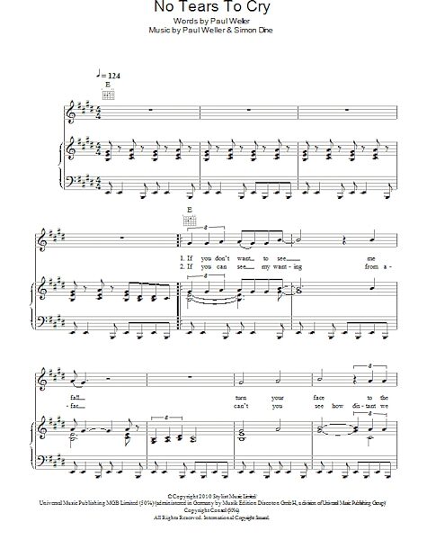 open zoom image for No Tears To Cry - Piano/Vocal/Guitar, New, Main