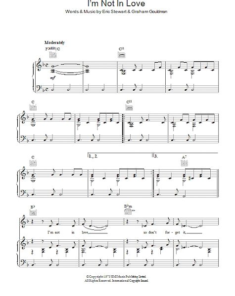 open zoom image for I'm Not In Love - Piano/Vocal/Guitar, New, Main