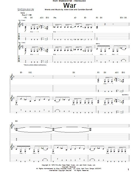 open zoom image for War - Guitar TAB, New, Main