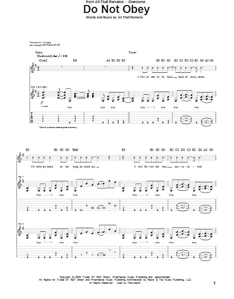 open zoom image for Do Not Obey - Guitar TAB, New, Main