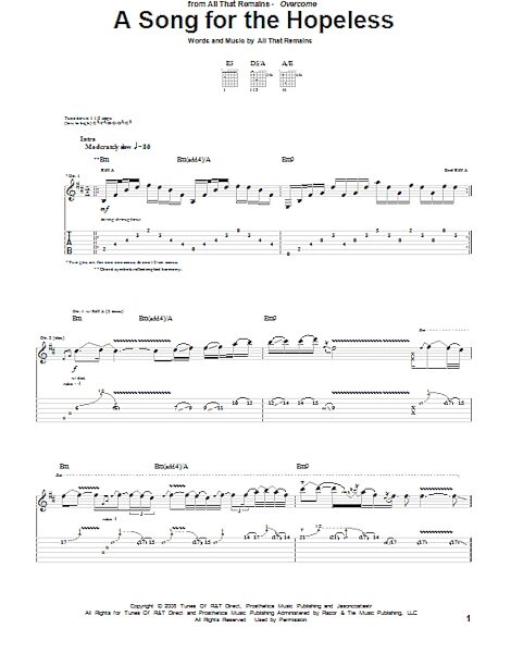 open zoom image for A Song For The Hopeless - Guitar TAB, New, Main