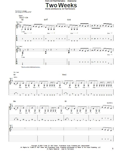 open zoom image for Two Weeks - Guitar TAB, New, Main