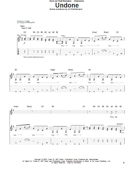 open zoom image for Undone - Guitar TAB, New, Main