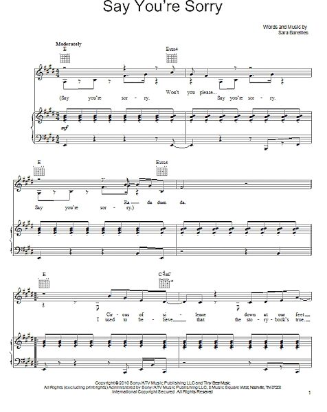 open zoom image for Say You're Sorry - Piano/Vocal/Guitar, New, Main