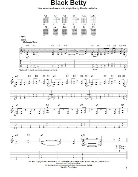 open zoom image for Black Betty - Easy Guitar with TAB, New, Main