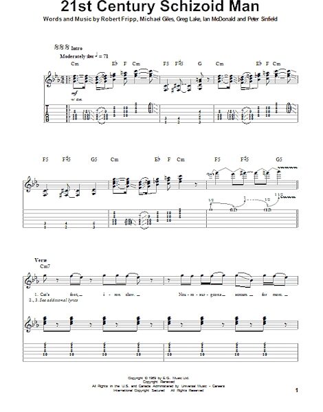 open zoom image for 21st Century Schizoid Man - Guitar Tab Play-Along, New, Main