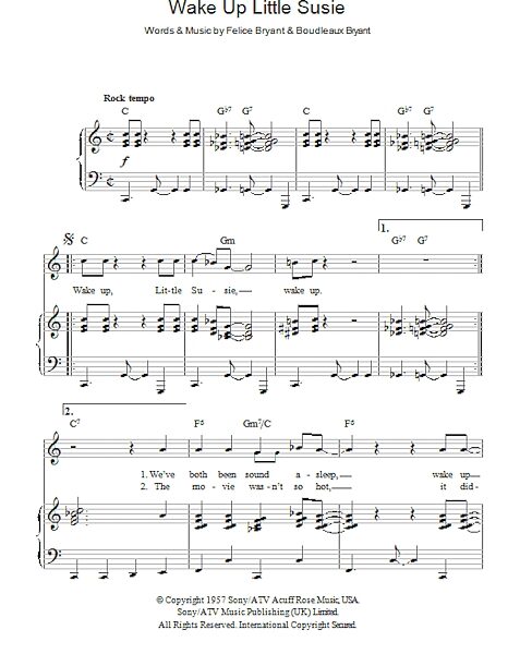 open zoom image for Wake Up Little Susie - Piano/Vocal/Guitar, New, Main
