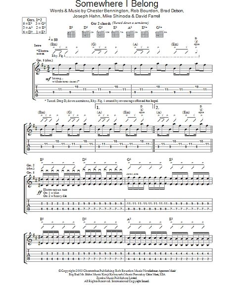open zoom image for Somewhere I Belong - Guitar TAB, New, Main