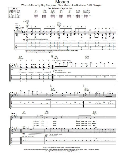 open zoom image for Moses - Guitar TAB, New, Main