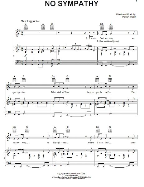 open zoom image for No Sympathy - Piano/Vocal/Guitar, New, Main
