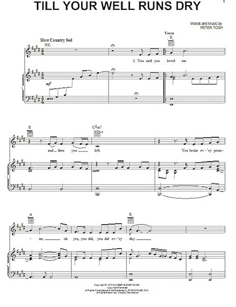 open zoom image for Till Your Well Runs Dry - Piano/Vocal/Guitar, New, Main