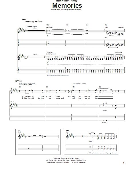 open zoom image for Memories - Guitar TAB, New, Main