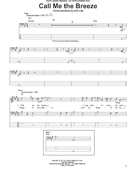 open zoom image for Call Me The Breeze - Bass Tab, New, Main