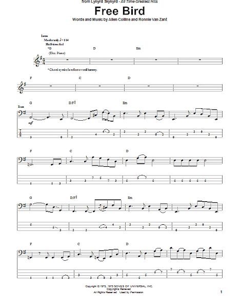 open zoom image for Free Bird - Bass Tab, New, Main