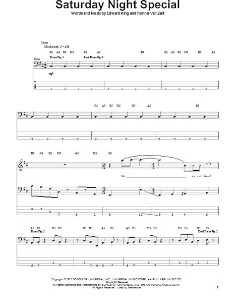 open zoom image for Saturday Night Special - Bass Tab, New, Main