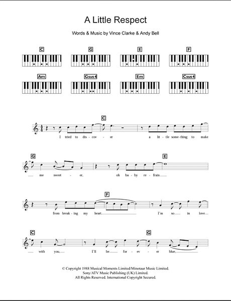 open zoom image for A Little Respect - Piano Chords/Lyrics, New, Main