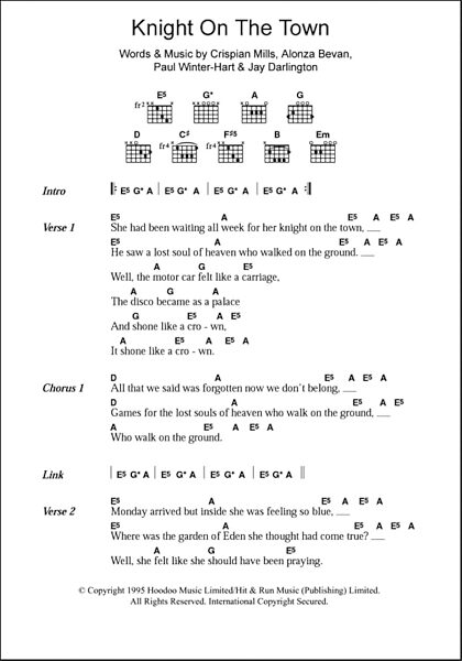 open zoom image for Knight On The Town - Guitar Chords/Lyrics, New, Main