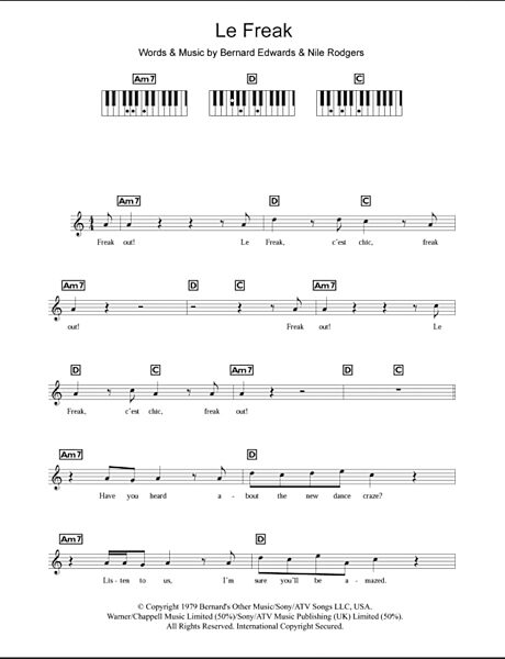 open zoom image for Le Freak - Piano Chords/Lyrics, New, Main