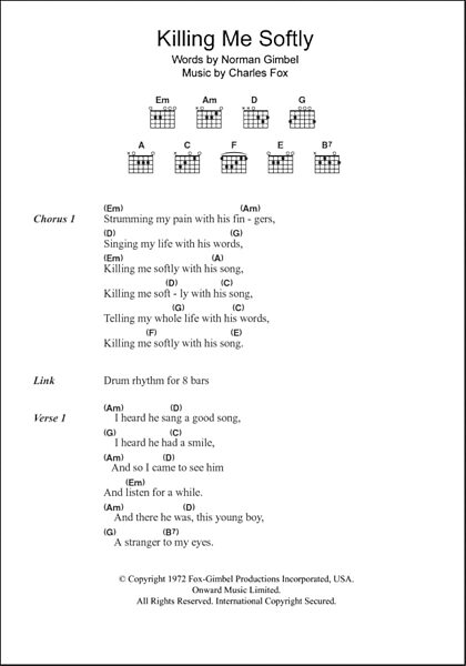open zoom image for Killing Me Softly With His Song - Guitar Chords/Lyrics, New, Main