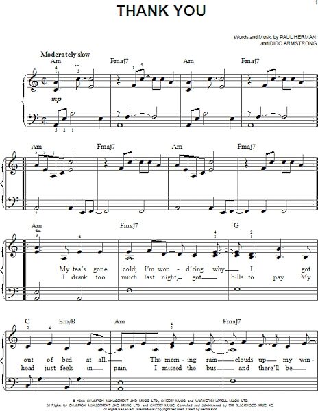 open zoom image for Thank You - Easy Piano, New, Main