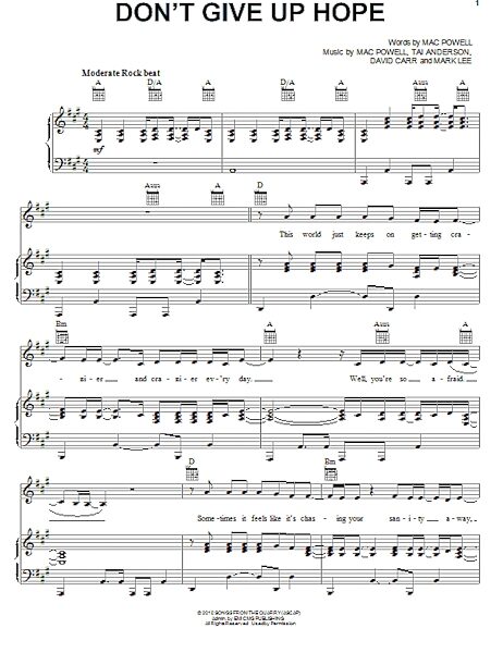 open zoom image for Don't Give Up Hope - Piano/Vocal/Guitar, New, Main