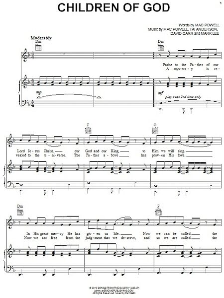 open zoom image for Children Of God - Piano/Vocal/Guitar, New, Main