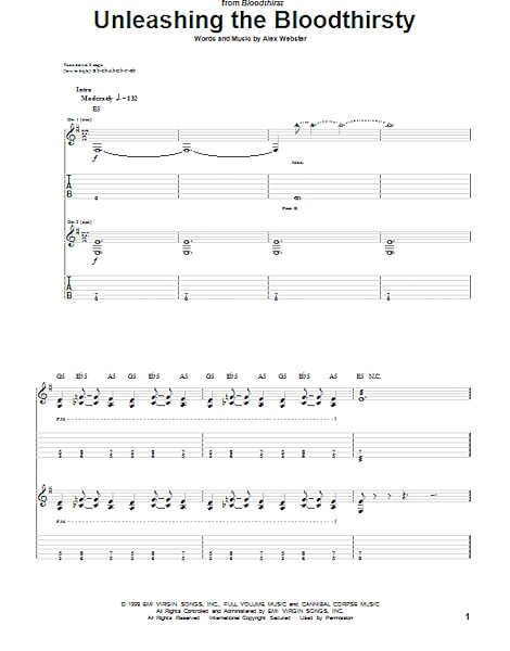 open zoom image for Unleashing The Bloodthirsty - Guitar TAB, New, Main