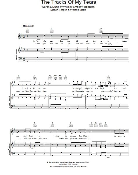 open zoom image for The Tracks Of My Tears - Piano/Vocal/Guitar, New, Main