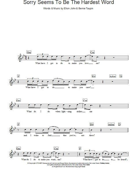 open zoom image for Sorry Seems To Be The Hardest Word - Fake Book, New, Main