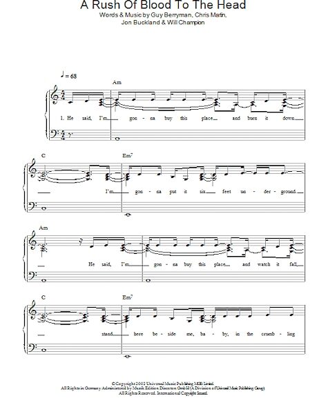 open zoom image for A Rush Of Blood To The Head - Easy Piano, New, Main