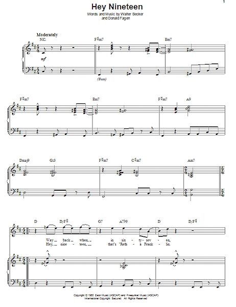 open zoom image for Hey Nineteen - Piano Vocal, New, Main