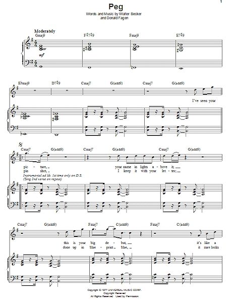 open zoom image for Peg - Piano Vocal, New, Main