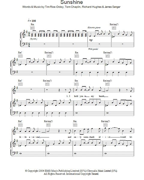 open zoom image for Sunshine - Piano/Vocal/Guitar, New, Main