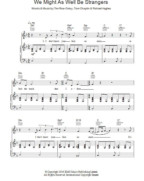 open zoom image for We Might As Well Be Strangers - Piano/Vocal/Guitar, New, Main