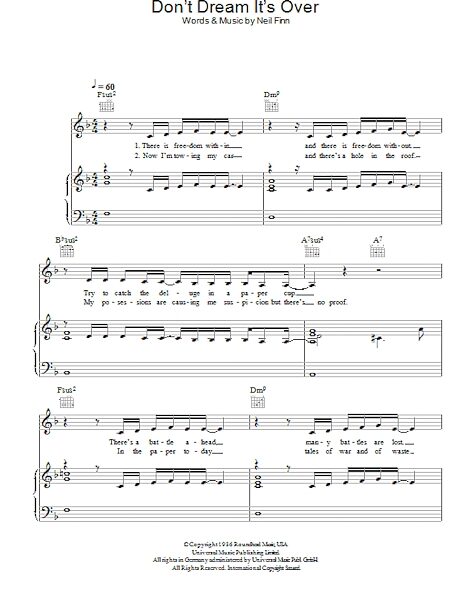 open zoom image for Don't Dream It's Over - Piano/Vocal/Guitar, New, Main