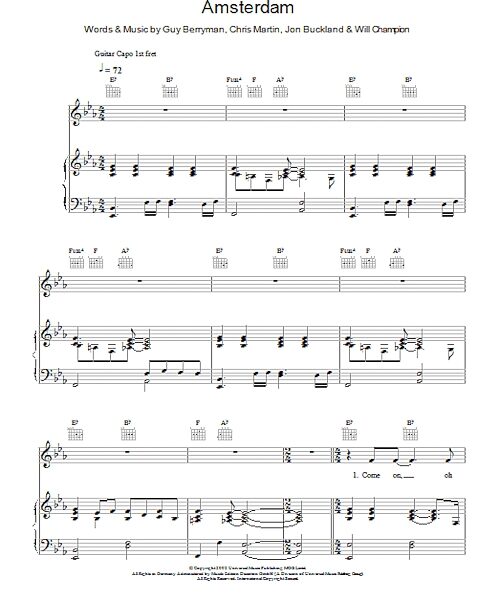 open zoom image for Amsterdam - Piano/Vocal/Guitar, New, Main